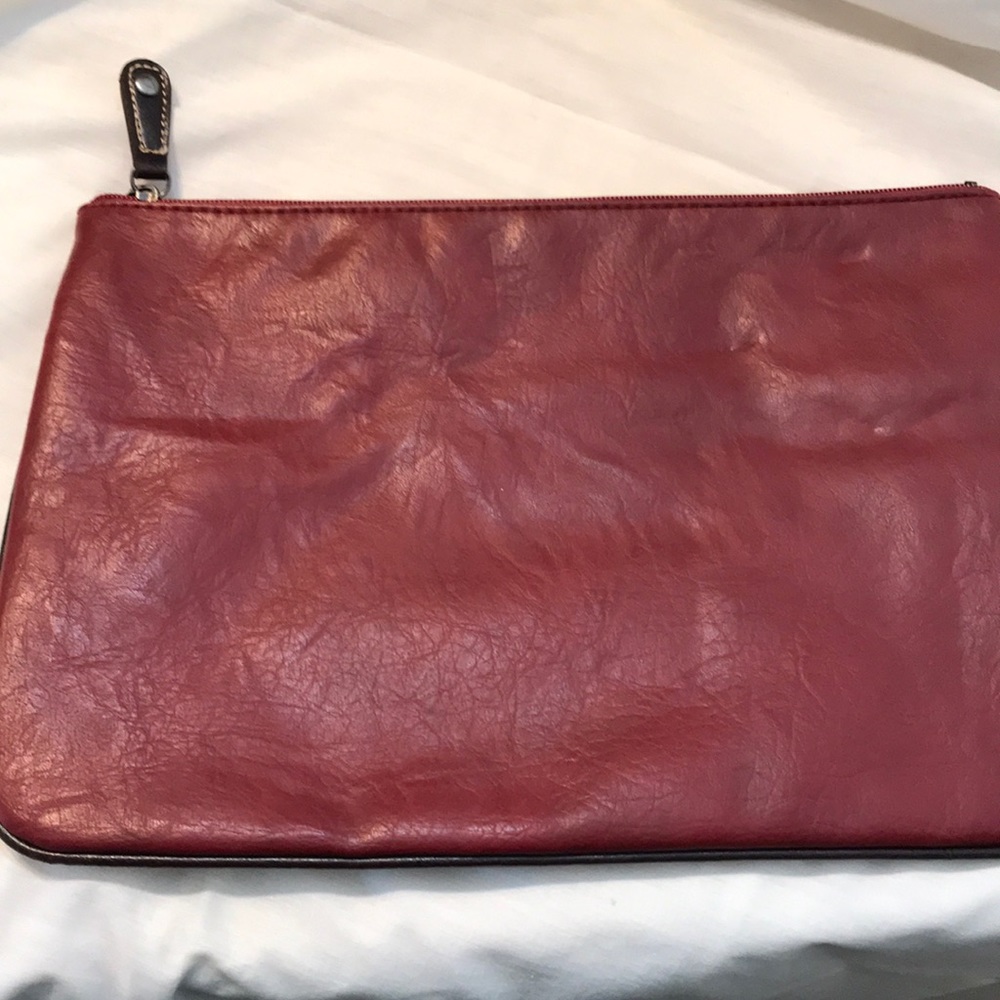 Bueno Red Leather Clutch 12x8” XC